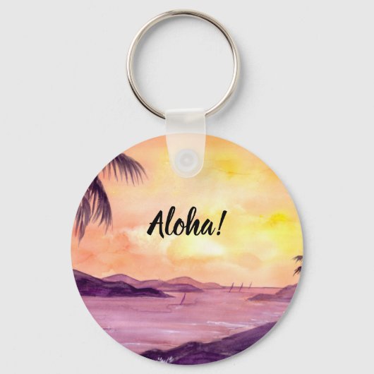 Sonnenuntergang in Tropen von Farida Greenfield Schlüsselanhänger (Vorderseite)