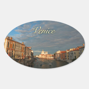 Sonnenuntergang in Venedig Italien Ovaler Aufkleber