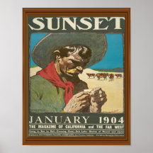 Sonnenuntergang Kalifornien Cowboy Vintage-Magazin