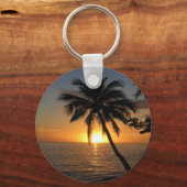 Sonnenuntergang Kokospalme Fidschi Frieden und Fre Schlüsselanhänger (Vorderseite)