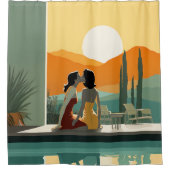Sonnenuntergang Kuss am Pool Duschvorhang (Vorderseite)
