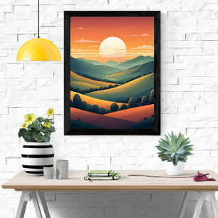 Sonnenuntergang: Landschaft der Rollhills Poster