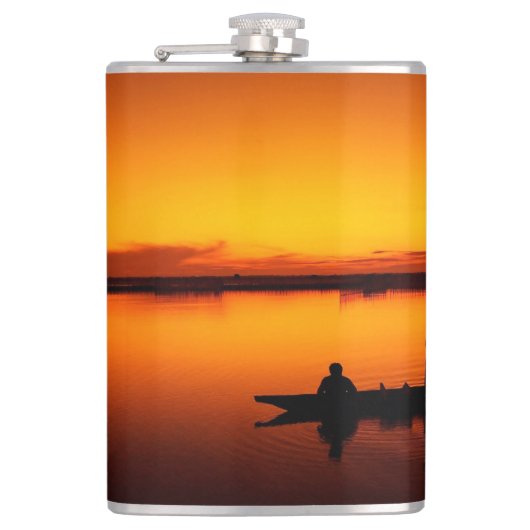 Sonnenuntergang Landschaft mit einem Boot-68465 Flachmann (Vorderseite)