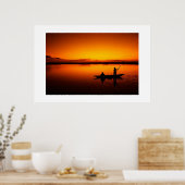 Sonnenuntergang Landschaft mit einem Boot-68465 Poster (Küche)