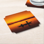 Sonnenuntergang Landschaft mit einem Boot-68465 Untersetzer (angewinkelt)