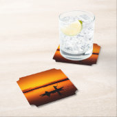 Sonnenuntergang Landschaft mit einem Boot-68465 Untersetzer (Vor Ort)