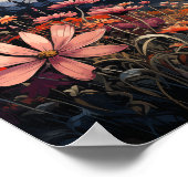 Sonnenuntergang: Lebhafte Wildblumen und Berge Poster (Ecke)