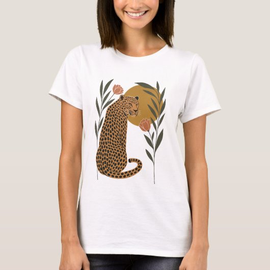 Sonnenuntergang Leopard - Botanischer Dschungel T-Shirt (Vorderseite)