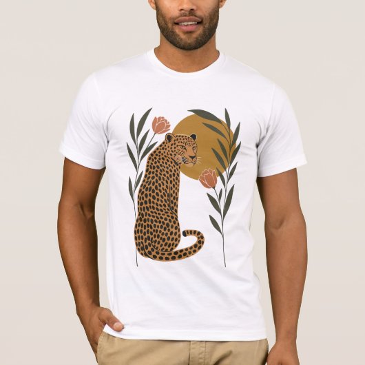Sonnenuntergang Leopard - Botanischer Dschungel T-Shirt (Vorderseite)