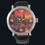 Sonnenuntergang Malerei mit Hütte und See-66633 Armbanduhr<br><div class="desc">Sonnenuntergang Malerei mit Hütte und See-66633</div>