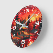 Sonnenuntergang Malerei mit Hütte und See-66633 Runde Wanduhr (Winkel)