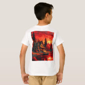 Sonnenuntergang Malerei mit Hütte und See-66633 T-Shirt (Schwarz voll)