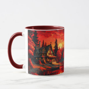 Sonnenuntergang Malerei mit Hütte und See-66633 Tasse