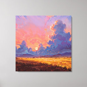 Sonnenuntergang - Malerische Landschaftsstil Leinwanddruck