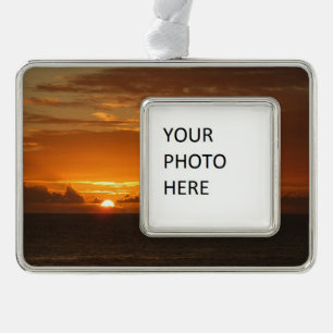 Sonnenuntergang Meer I tropische farbenfrohe Seenl Rahmen-Ornament Silber