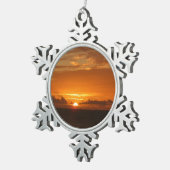 Sonnenuntergang Meer I tropische farbenfrohe Seenl Schneeflocken Zinn-Ornament (Rechts)