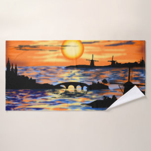 Sonnenuntergang Meer Landschaft Badetuch Badehandtuch