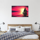 Sonnenuntergang, Meer, Segelboot-39186 Leinwanddruck (Insitu (Schlafzimmer))