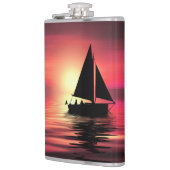 Sonnenuntergang, Meer, Segelboot Flachmann (Links)