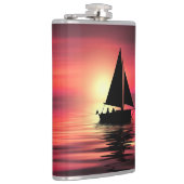 Sonnenuntergang, Meer, Segelboot Flachmann (Rechts)