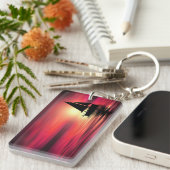 Sonnenuntergang, Meer, Segelboot Schlüsselanhänger (Vorderseite rechts)