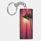 Sonnenuntergang, Meer, Segelboot Schlüsselanhänger (Vorderseite links)