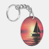 Sonnenuntergang, Meer, Segelboot Schlüsselanhänger (Vorderseite links)