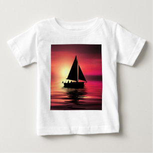 Sonnenuntergang, Meer und Orange Hintergrund Baby T-shirt
