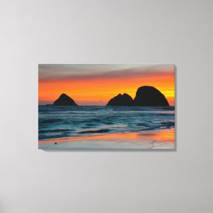 Sonnenuntergang, Meeressäulen, Oceanside, Oregon, Leinwanddruck