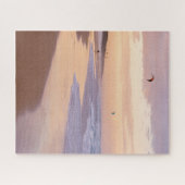 Sonnenuntergang, Meereswellen, Menschen, die Drach Puzzle (Horizontal)