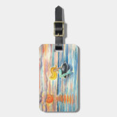 Sonnenuntergang-Meerjungfrau-Gepäckanhänger Gepäckanhänger (Vorderseite vertikal)