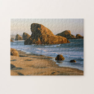 Sonnenuntergang, Meyers Beach, Oregon, USA Puzzle