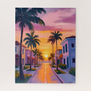 Sonnenuntergang Miami Beach   Ozean Florida Aquare Puzzle