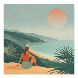 Sonnenuntergang - Minimalistische Küstenansicht Fotodruck