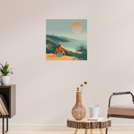 Sonnenuntergang - Minimalistische Küstenansicht Poster