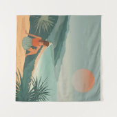 Sonnenuntergang - Minimalistische Küstenansicht Wandteppich (Vorderseite (Horizontal))