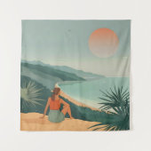 Sonnenuntergang - Minimalistische Küstenansicht Wandteppich (Vorderseite)