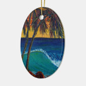 Sonnenuntergang mit 3 Palmen Keramikornament (Links)