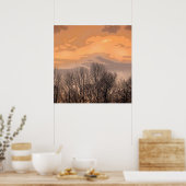 Sonnenuntergang mit Bare Trees Poster (Küche)