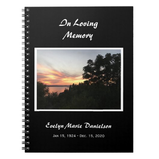 Sonnenuntergang mit Baum-Gedenkbuch oder Begräbnis Notizblock (Vorderseite)