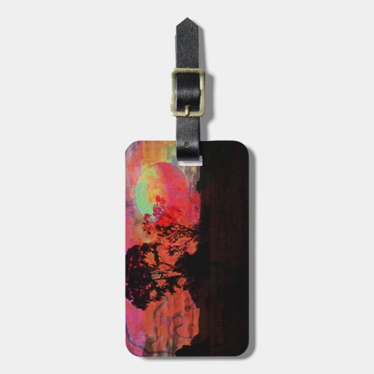 Sonnenuntergang mit Baum Gepäckanhänger (Vorderseite vertikal)