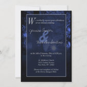 Sonnenuntergang mit Bäumen Blauer Hochzeitsempfang Einladung (Rückseite)