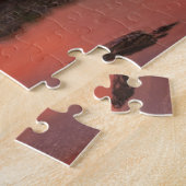 Sonnenuntergang mit Bäumen, Felsen und Bergen Puzzle (Seite)