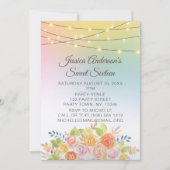 Sonnenuntergang mit Blumenstrauß Sweet 16 Einladung (Vorderseite)