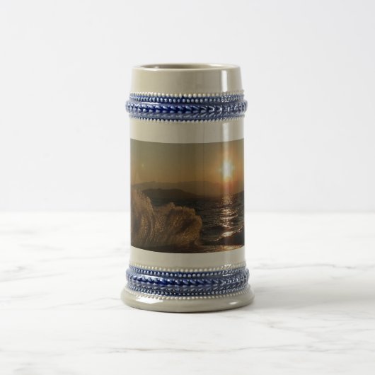 Sonnenuntergang mit Brandung in Kroatien     Bierglas (Mittel)