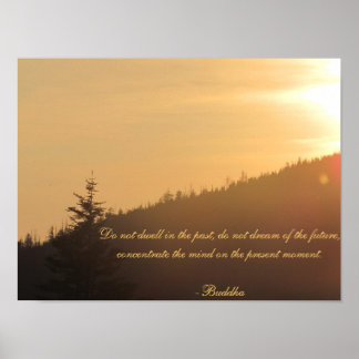 Sonnenuntergang mit Buddha Poster