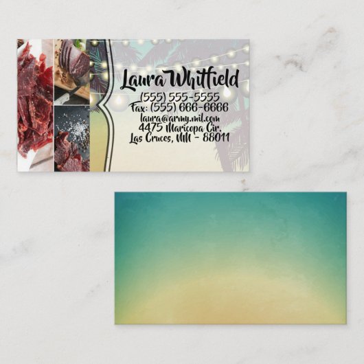 Sonnenuntergang mit der Visitenkarte Palm Tree Str (Vorne/Hinten)