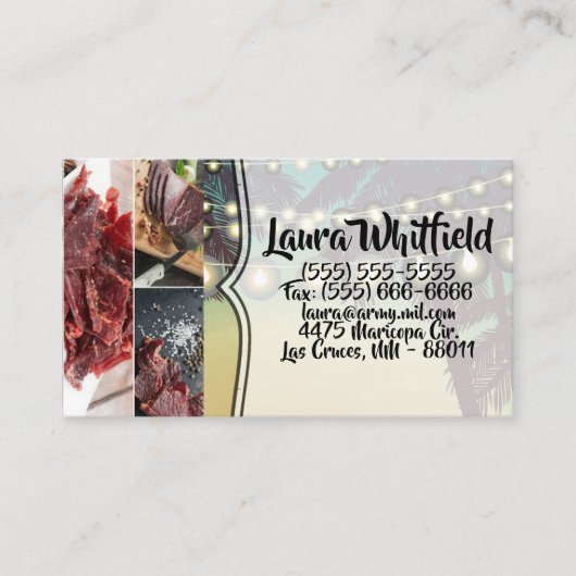 Sonnenuntergang mit der Visitenkarte Palm Tree Str (Vorderseite)