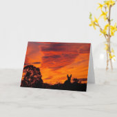 Sonnenuntergang mit Donkey-Silhouette-Grußkarte Karte (Gelbe Blume)