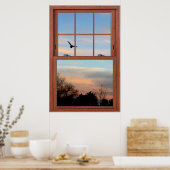 Sonnenuntergang mit einer Flying Bird-Szene-Fenste Poster (Küche)